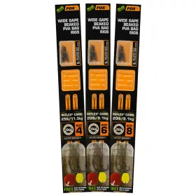 Fox Előkötött Horog Wide Gape PVA Bag Rig 6 20lb 
