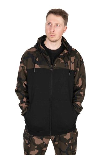 FOX LW Black/Camo Split Zip Hoody Zippzáros Pulóver S