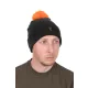 FOX COLLECTION Bobble Hat BLACK/ORANGE Sapka 