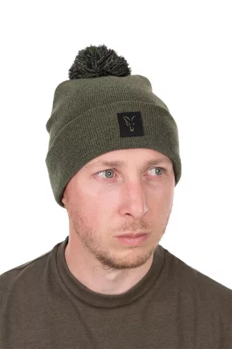 FOX COLLECTION Bobble Hat GREEN/BLACK Sapka 