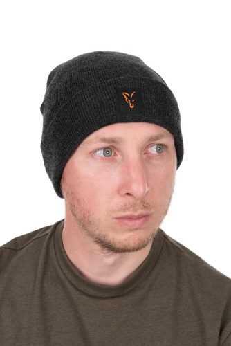 FOX COLLECTION Beanie BLACK/ORANGE Sapka 