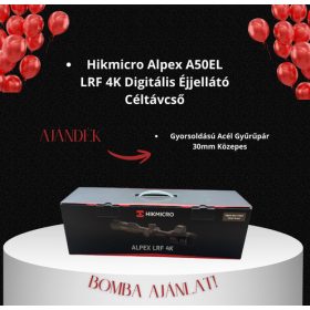   Hikmicro Alpex A50EL LRF 4K Digitális Éjjellátó Céltávcső + AJÁNDÉK -> Gyorsoldású Acél Gyűrűpár 30mm Közepes