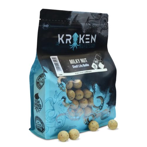  	 KRAKEN BAITS Milky Nut Shelf Life Boilie 20mm 900g 
