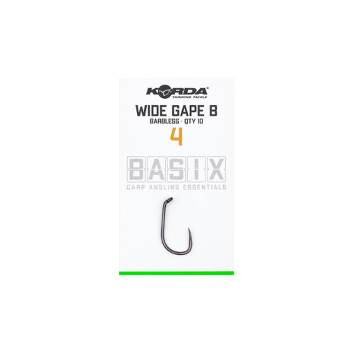 Korda Basix Wide Gape Barbless 4 Szakállnélküli Horog