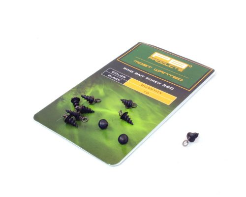 PB Products Ring Bait Screw 360 csalirögzítő karikával / fekete