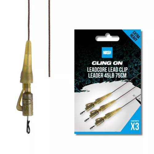 NASH Ready Tied Leadcore Lead Clip Leader 75cm