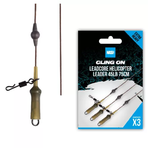 NASH Ready Tied Leadcore Helicopter Leader 75cm 